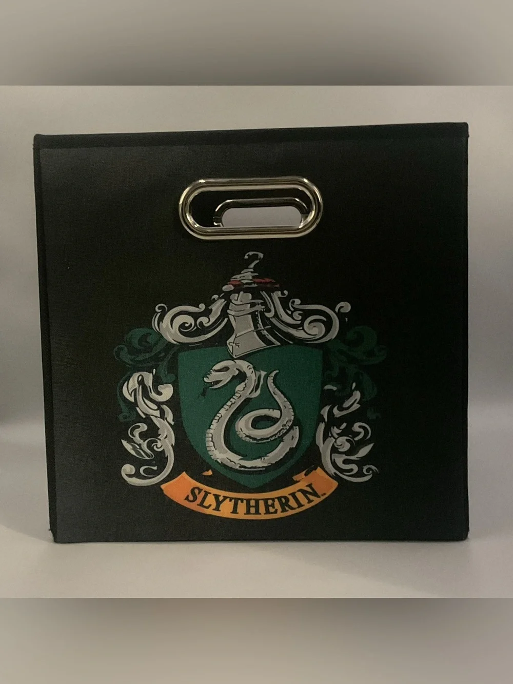 Harry Potter Hogwarts Slytherin Black Collapsing Cube Storage Bin 10.5” Cubby